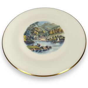 Vintage Lenox‎ Special Spring Country Scene Serving Dinner Plate Ivory Gold 11"